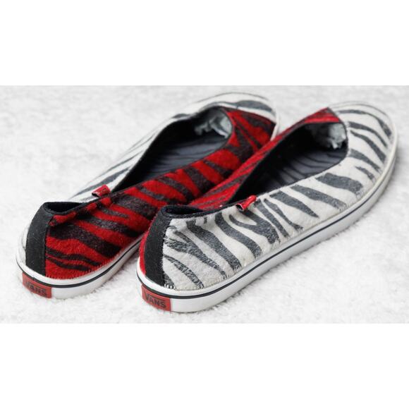 Vans Caliente Zebra Print Slip on Red Black White Sneakers Ballet Womens 10.5 - Picture 9 of 16